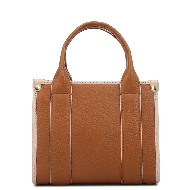 Da Milano Caramel Small Wax Leather Satchel - Caramel for Women | Best Price UAE